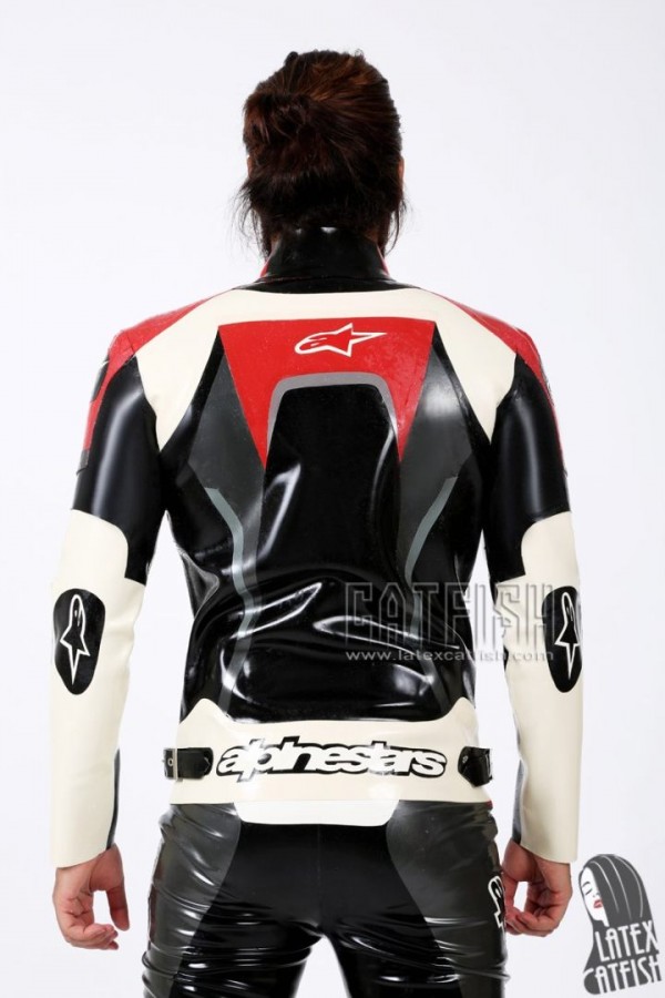 Men's Brand Name Latex Biker Jacket