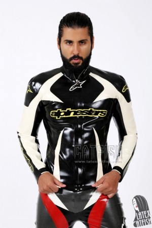 Men's Branded Latex Motorcycle Jacket