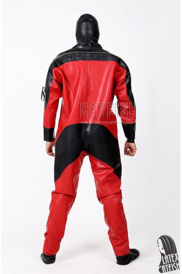 Men's Heavy Duty Brand Name Latex Hooded Drysuit Diving Suit Version 2