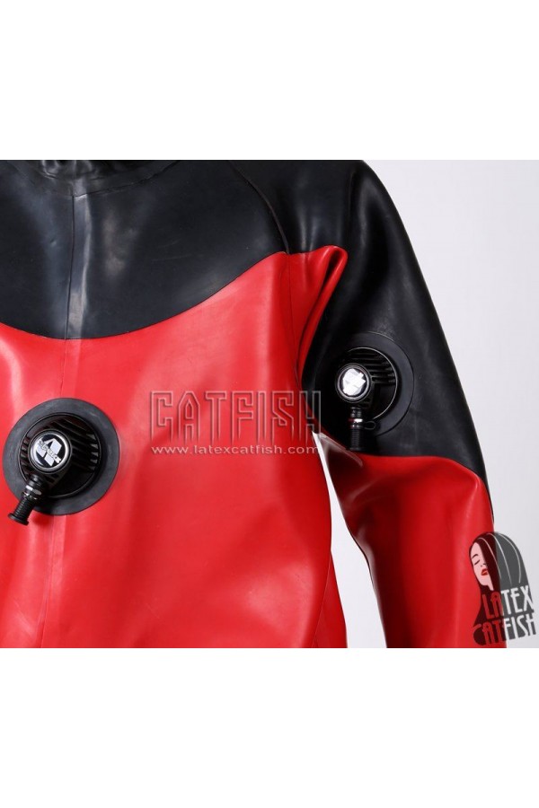 Men's Heavy Duty Brand Name Latex Hooded Drysuit Diving Suit Version 2