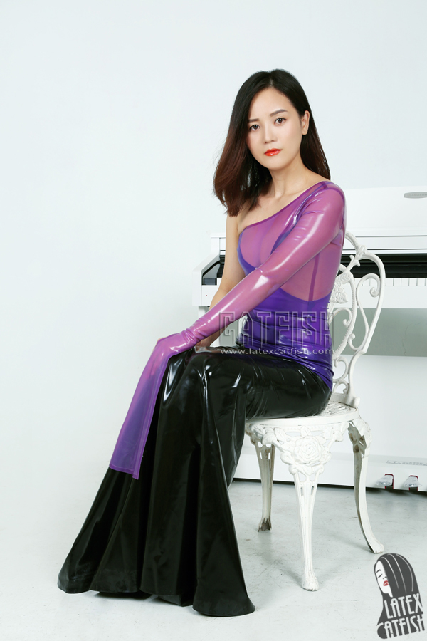 One-Shoulder Two-Way Skirt Latex Formal Cocktail Dress