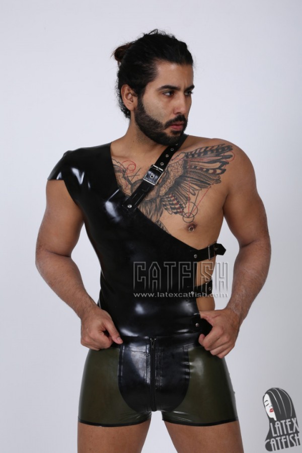  (Stock clearance) Men's Latex 'Gladiator' Strapped Body Vest