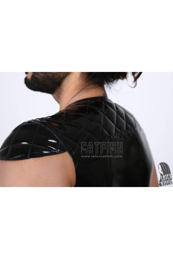Men's Quilted Pattern Capped Sleeve Latex Top