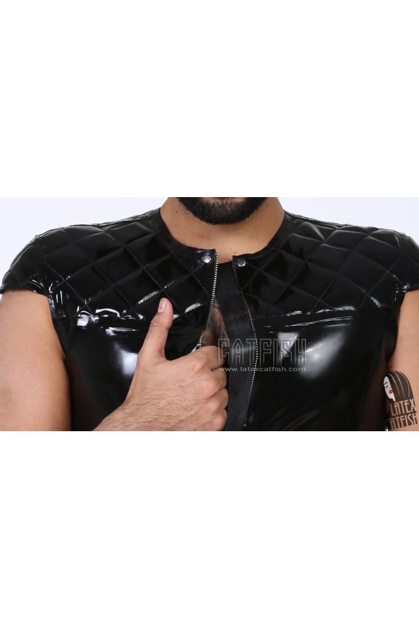 Men's Quilted Pattern Capped Sleeve Latex Top