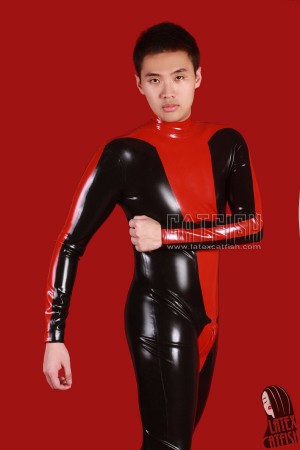 Men's 'Hazardous' Codpiece Latex Back Zipper Catsuit