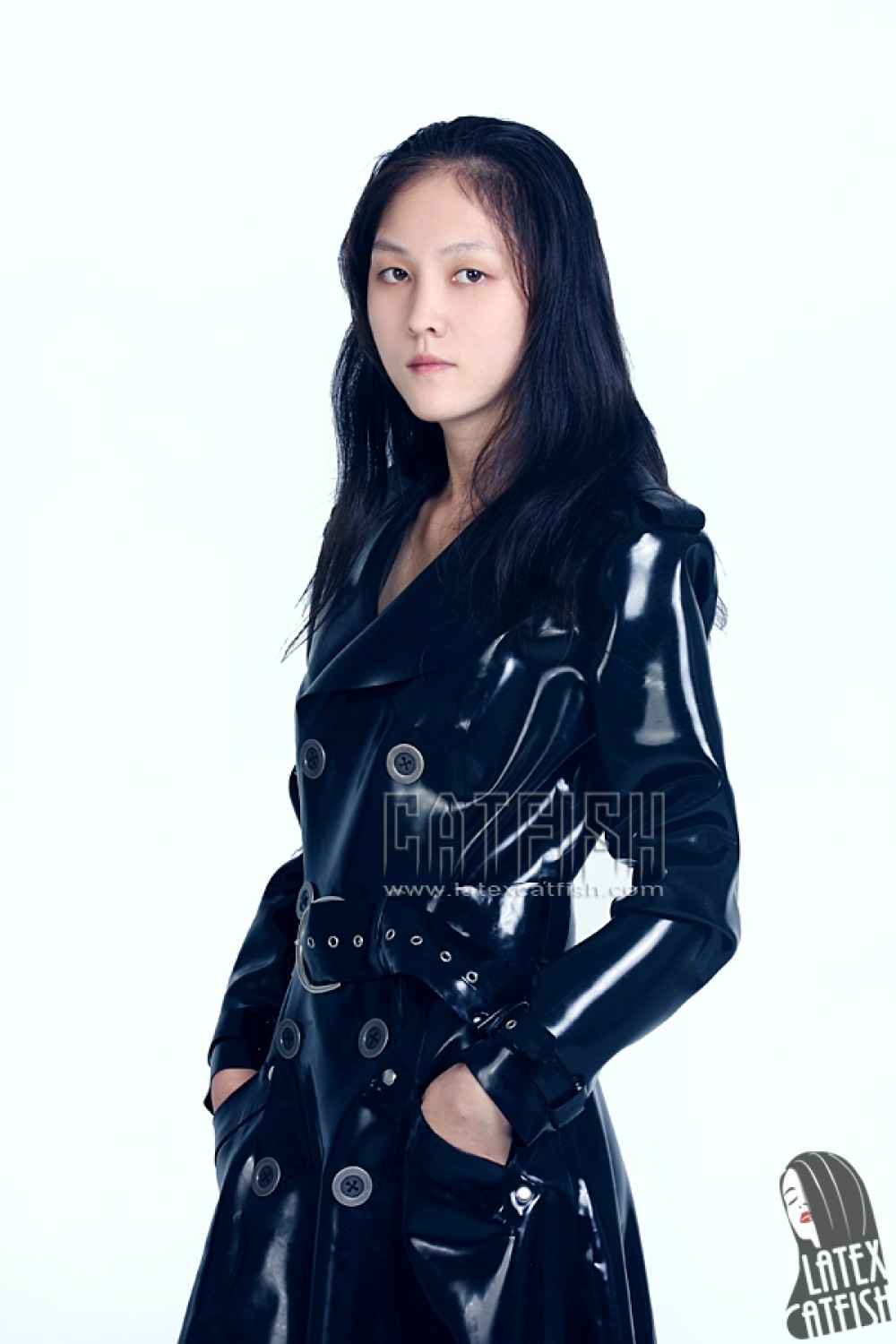 Double-Breasted Latex Full-Length Coat Double-Breasted Latex Full-Length Coat