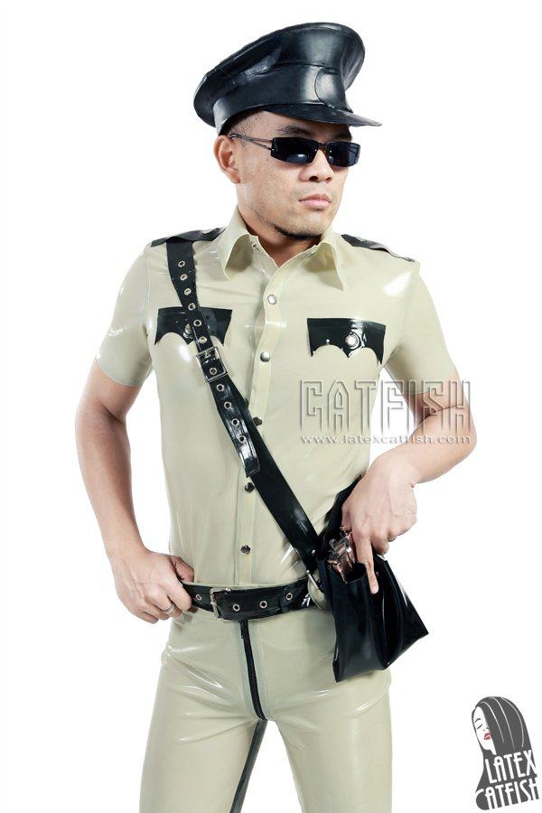 Men's Latex Tropical Style Police Uniform Pants