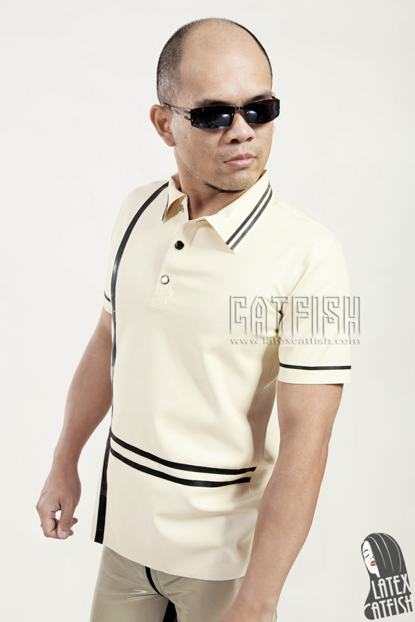 Men's Formal Striped Latex Polo Shirt