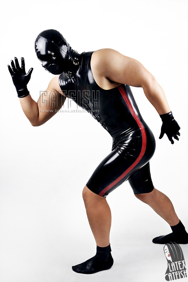Men's Side-Striped Sleeveless Latex Cycling Suit