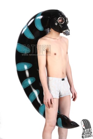 A GasMask's Tail Inflatable Long Latex Hood