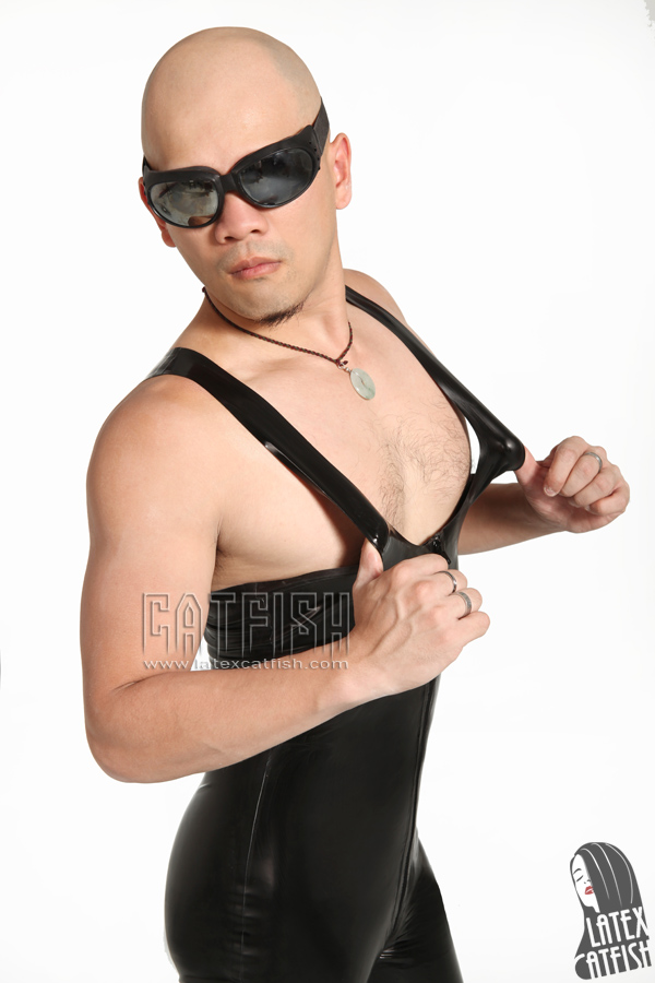 Men's 'Muscle' Singlet Front Zipper Latex Catsuit