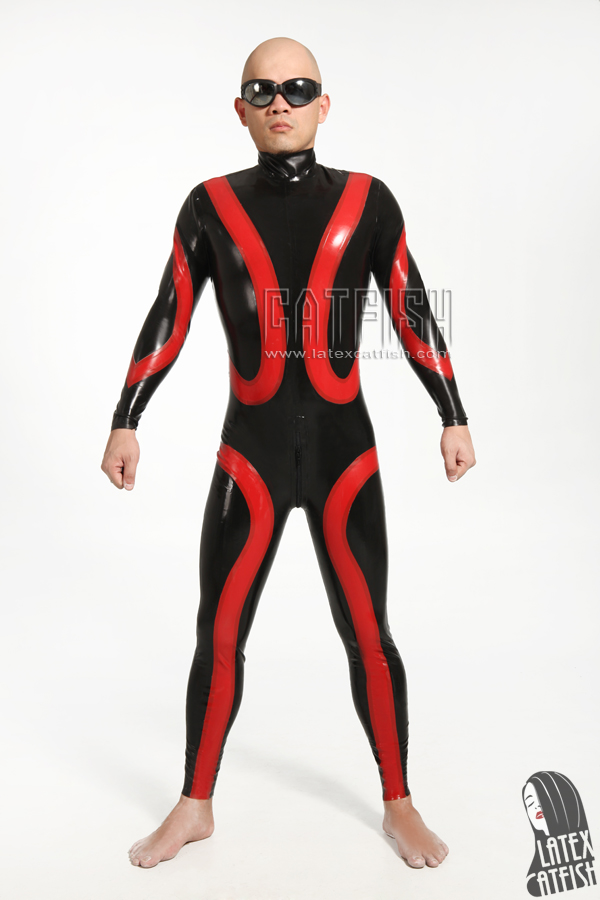 Men's 'Loopy Loops' Back Zipper Latex Catsuit