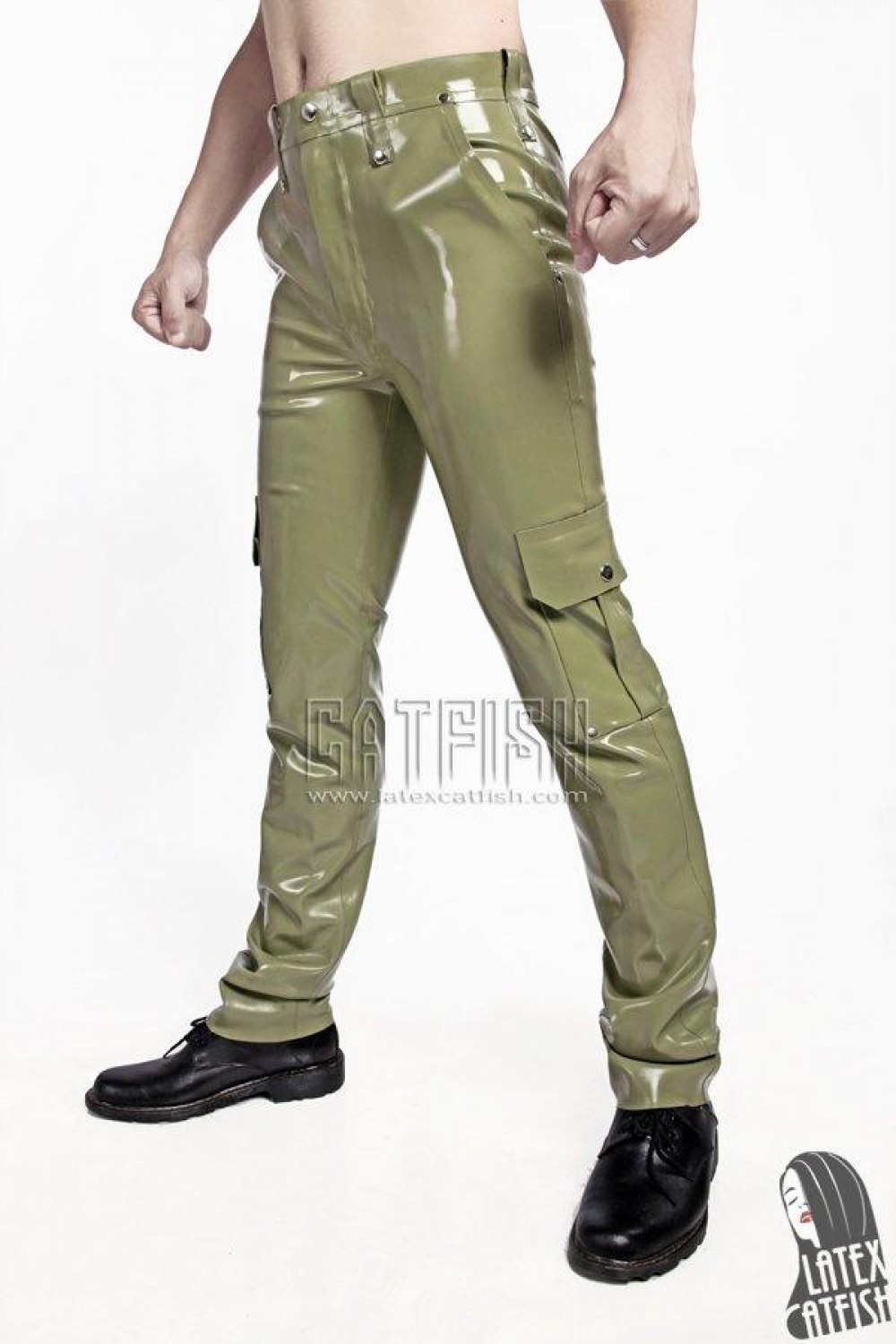 Men's High-Waisted Latex Cargo Pants Men's High-Waisted Latex Cargo Pants