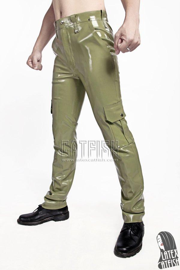 Men's High-Waisted Latex Cargo Pants