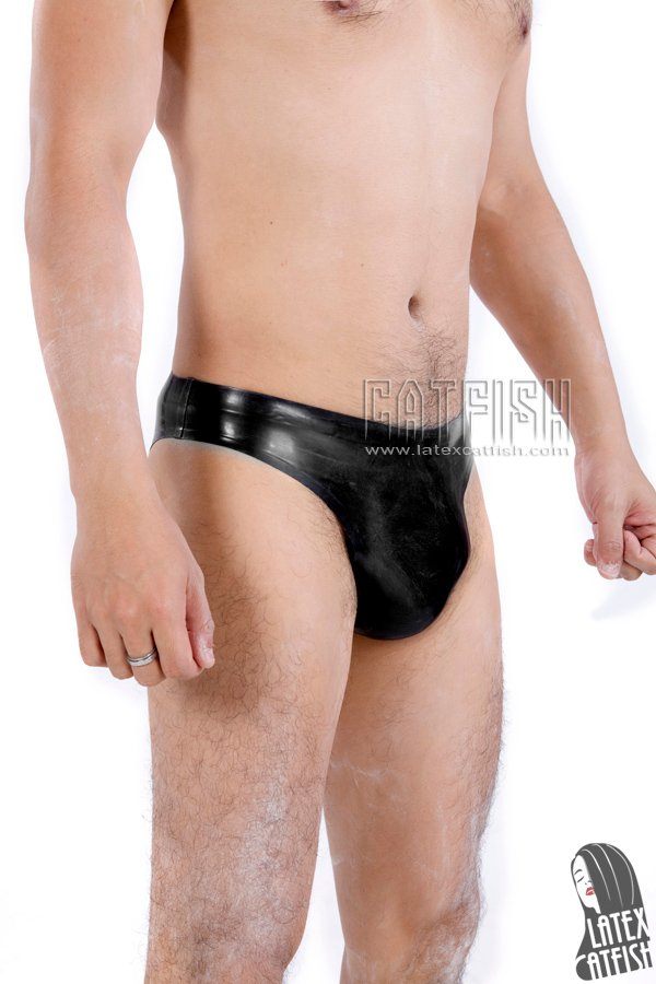 Men's High-Cut Latex Swimwear Briefs