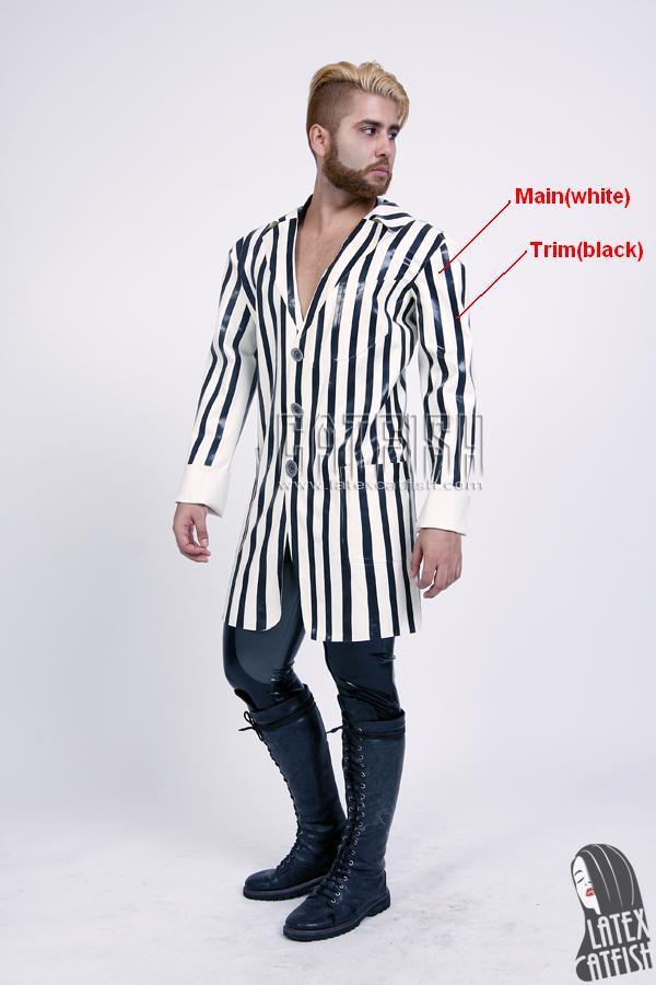 Men's Latex Striped Half Coat