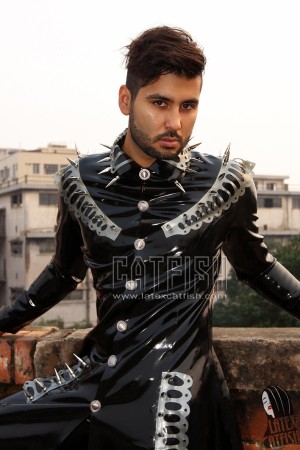 Men's 'Thrones' Latex Full-length Trench Coat