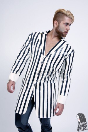 Men's Latex Striped Half Coat