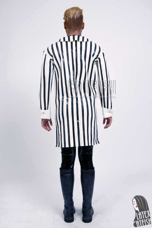 Men's Latex Striped Half Coat