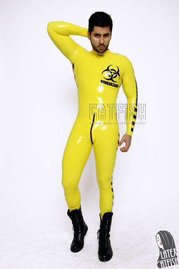 Men's 'Biohazard' Neck Entry Latex Catsuit