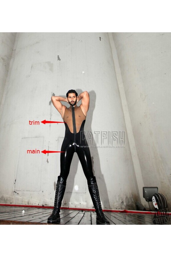 Men's 'Show-Off' Two-Color Sleeveless Latex Catsuit