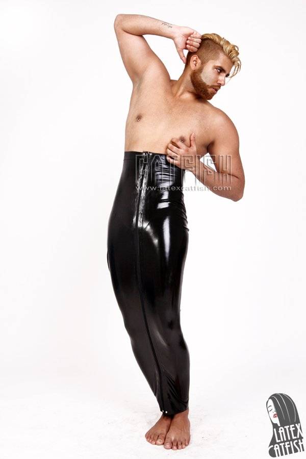 Men's High-Waisted Half Body Latex Zippered Sleeve