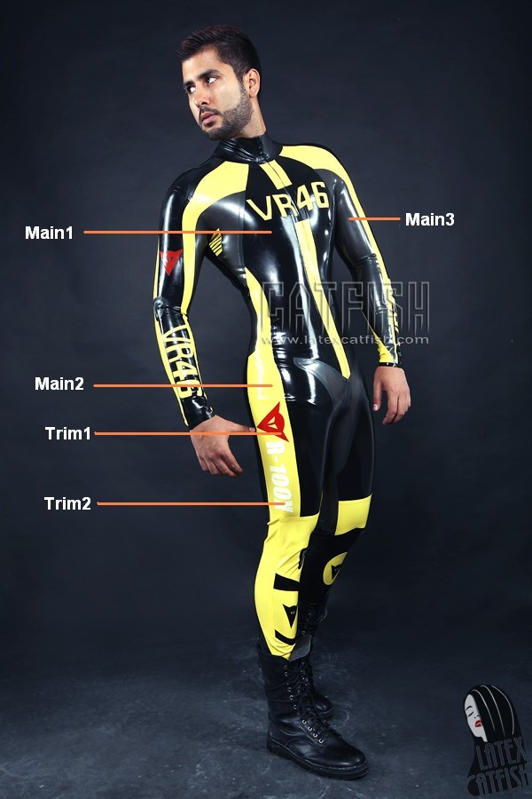 Men's 'VR46' Brand Name MotoGP Biker Latex Catsuit