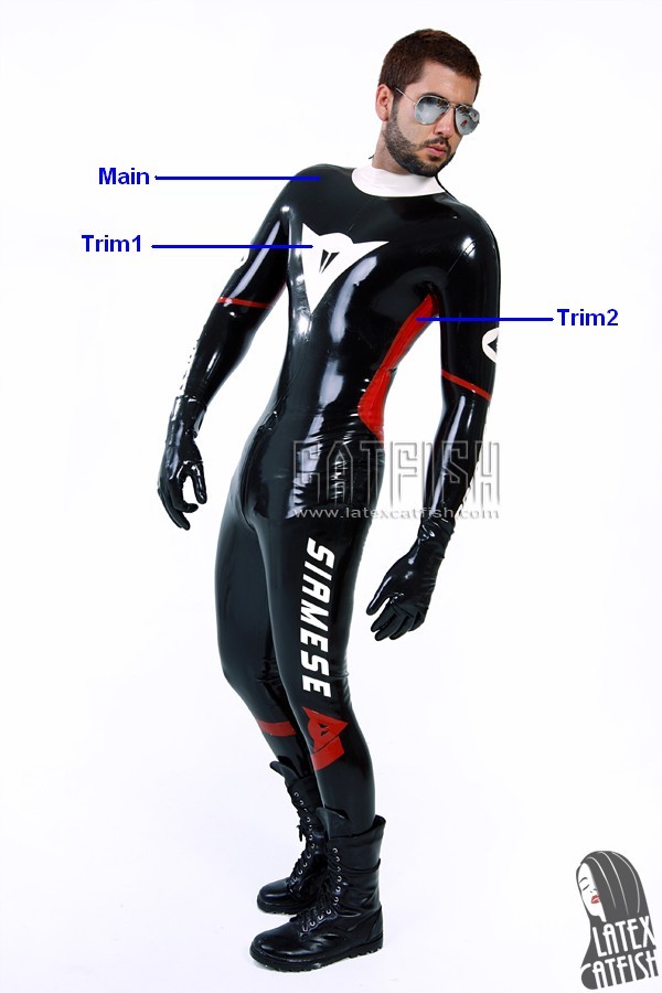 Men's 'Smart Biker' Brand Name Latex Shoulder-Zipper Catsuit