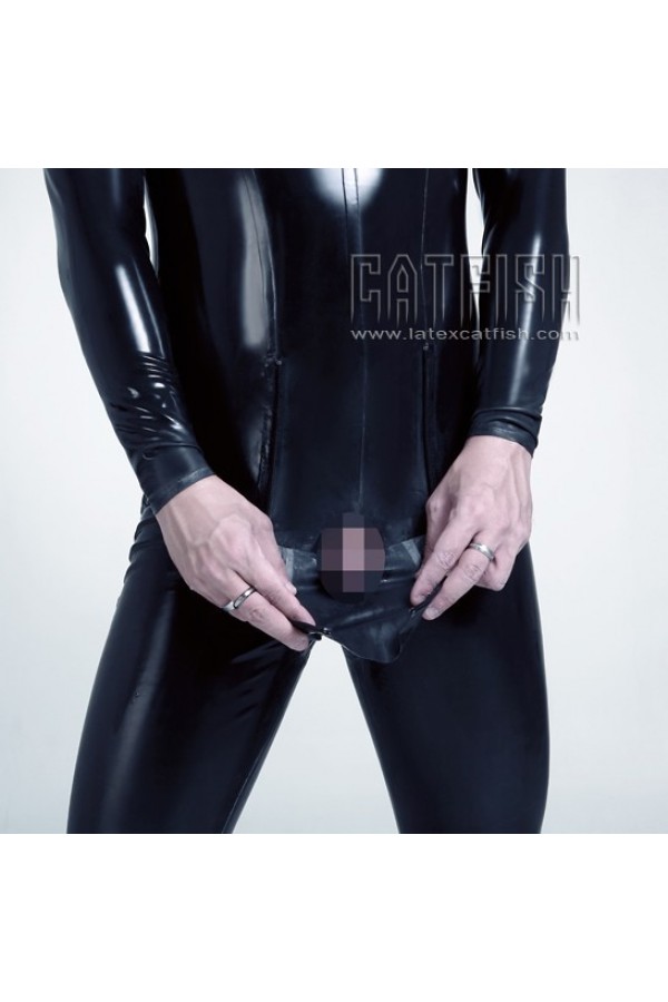 Men's Catfish Branded Latex Gimp Catsuit