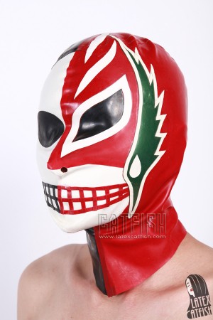 2 Face Skull Luchador Latex Hood