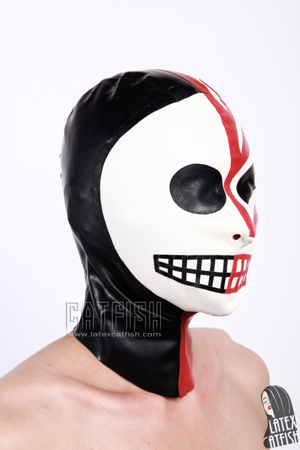 2 Face Skull Luchador Latex Hood