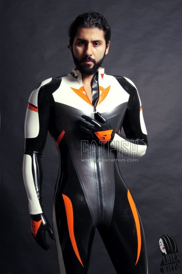 (Stock Clearance) Men's MotoGP Biker Latex Catsuit Version 4