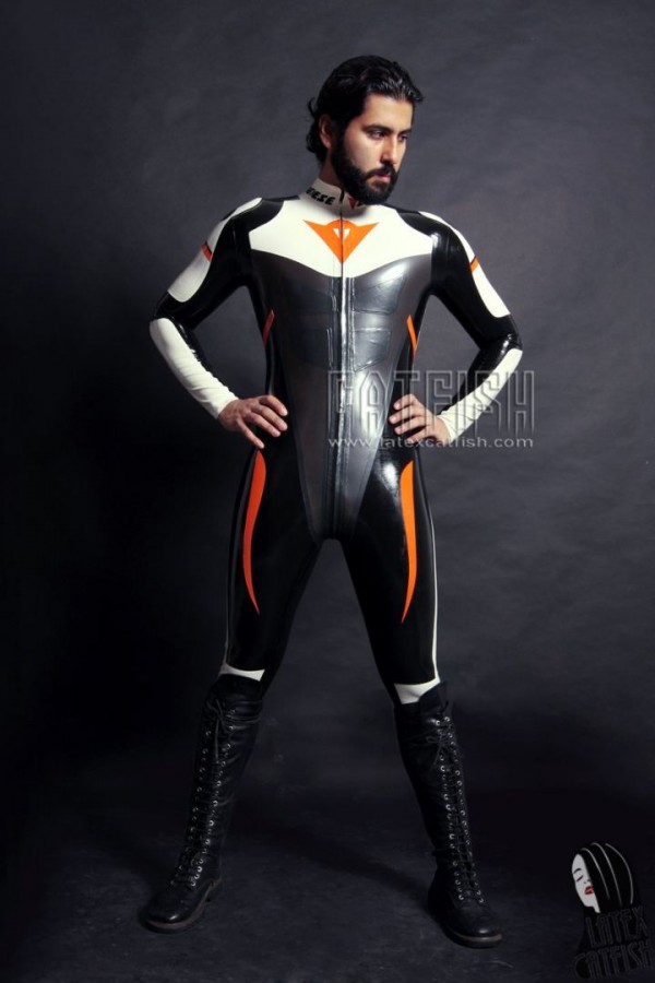 (Stock Clearance) Men's MotoGP Biker Latex Catsuit Version 4