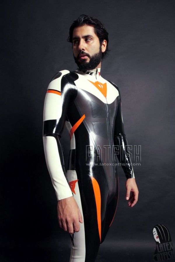 (Stock Clearance) Men's MotoGP Biker Latex Catsuit Version 4