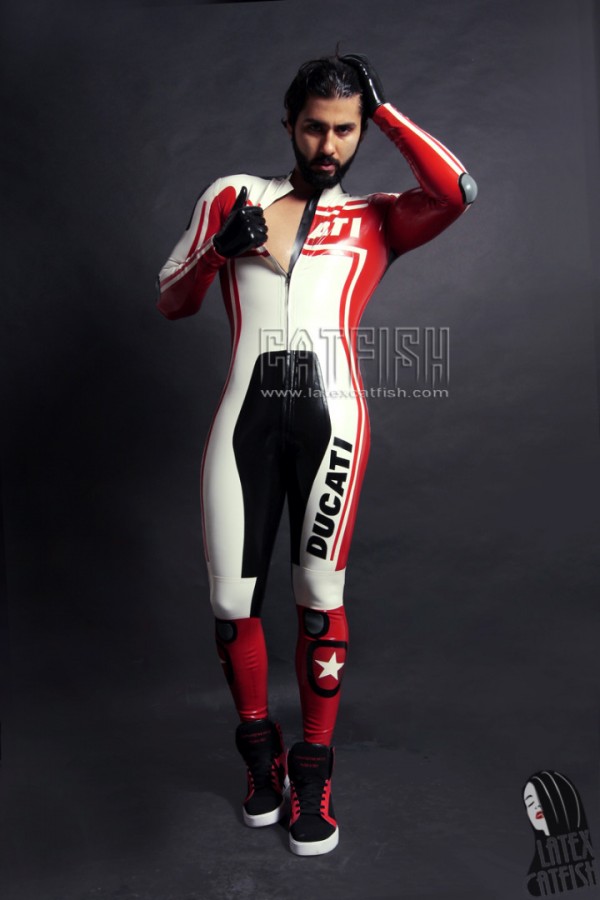 Men's Brand Name MotoGP Biker Latex Catsuit Version 10