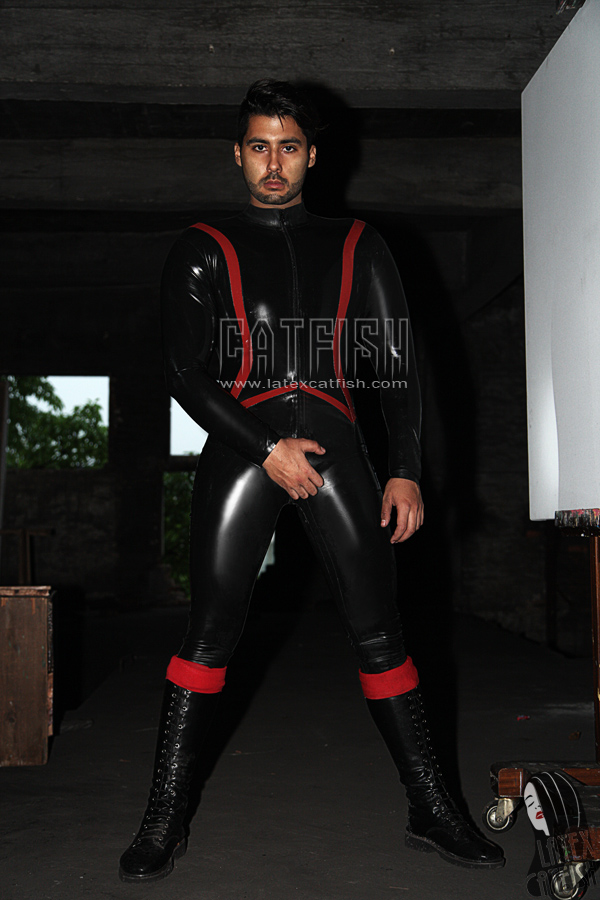 Men's 'Balavan' Front Zipper Latex Catsuit