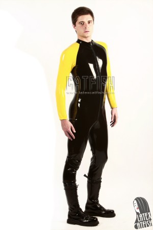 Men's Raglan-Sleeved Front Zipper Latex Catsuit