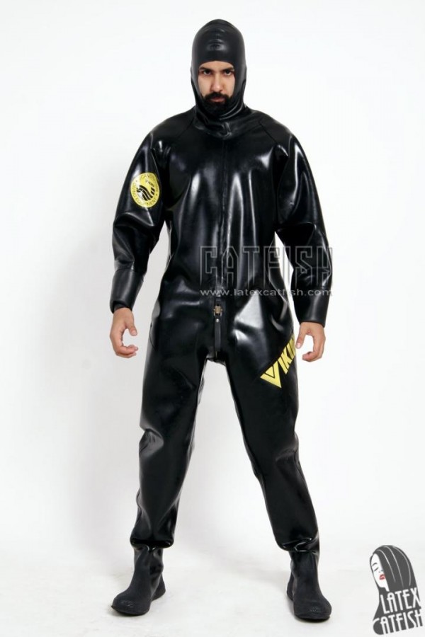 Men's Heavy Duty Brand Name Latex Hooded Drysuit Diving Suit