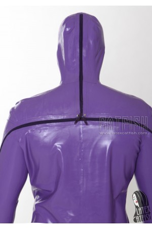 Men's '3-Way T-Shape' Back Zipper Hooded Latex Catsuit