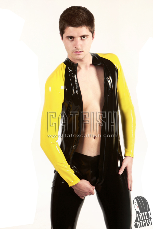 Men's Raglan-Sleeved Front Zipper Latex Catsuit