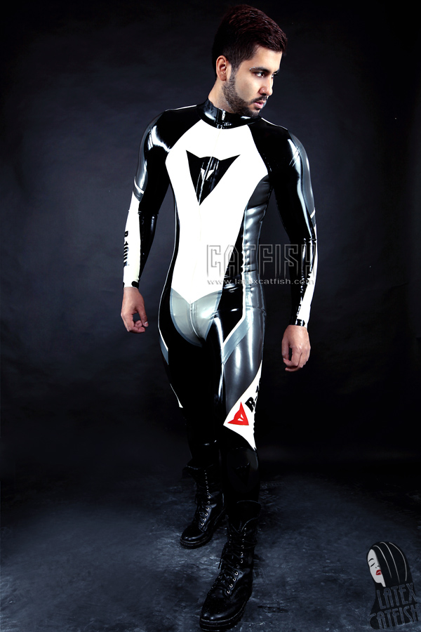 Men's R-100X Branded Latex Biker Catsuit