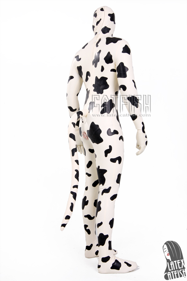 (stock clearance) Men's 'Bos Taurus' Cow Design Latex Catsuit