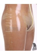  (stock clearance) Men's Natural Transparent Latex Front Zip Catsuit With Feet