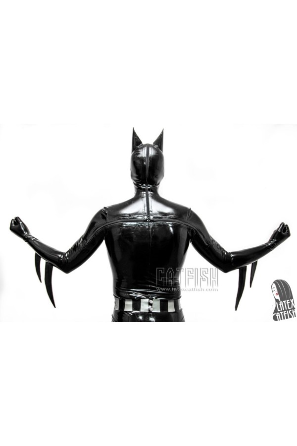 Men's 'Bat-Mantra' Latex Super Hero Total Coverage Catsuit