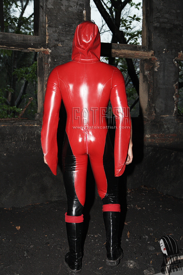 Men's 'Regulus' Hooded Front Zipper Latex Catsuit