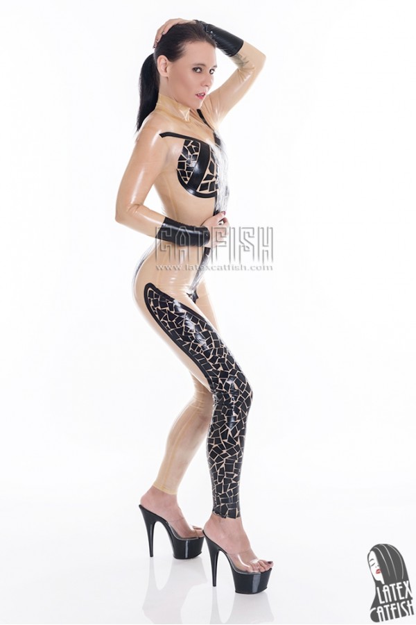 'Mosaic' Semi-Transparent Latex Catsuit