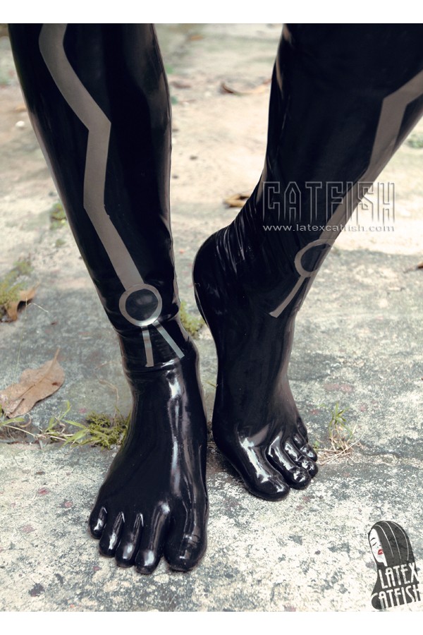 (Stock Clearance) Men's 'Tron Team' Neck Entry Latex Catsuit