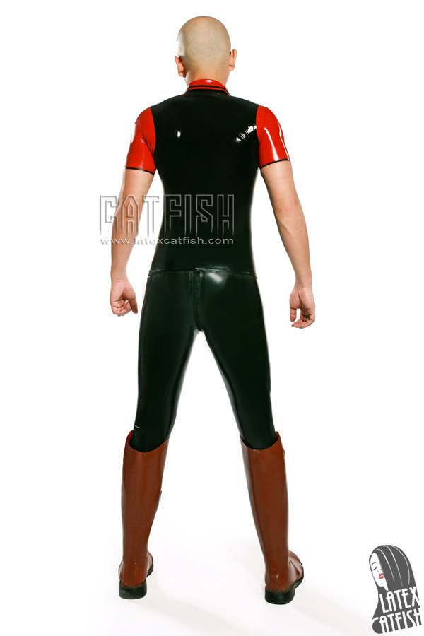 Men's Two-Colors Front Zipper Latex Polo Shirt