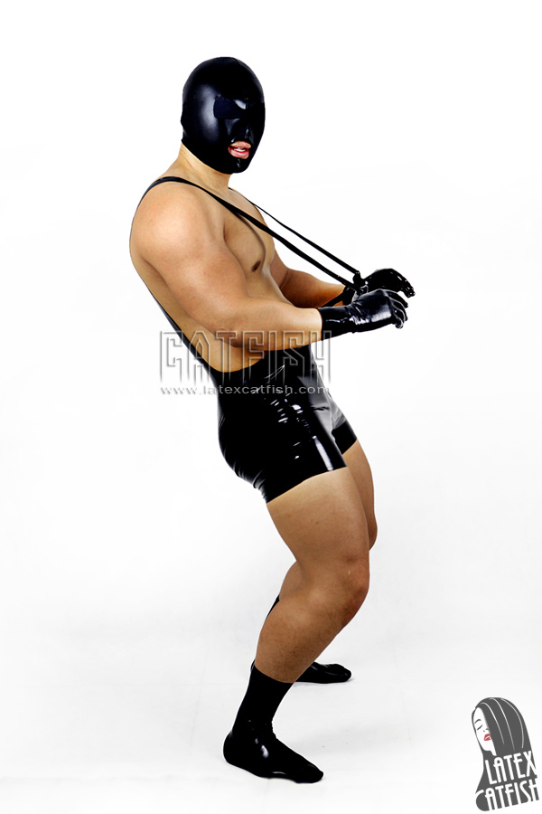 Men's Low-Cut 'Muscles' Latex Wrestling Suit