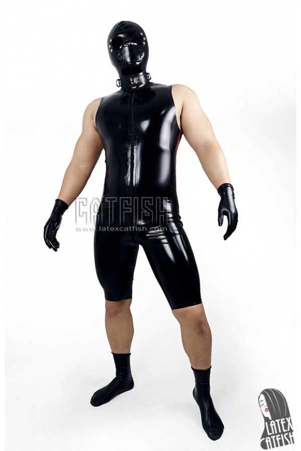 Men's Side-Striped Sleeveless Latex Cycling Suit